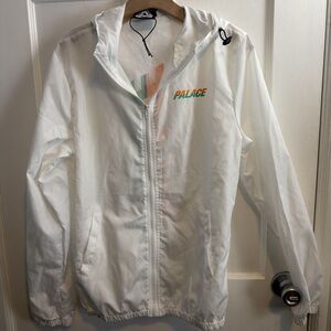 Palace Spell Out Hooded Windbreaker Jacket Full Zip White Retro Logo Skateboard